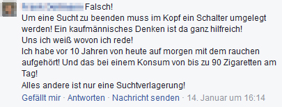 Nikotinpflaster: Gegenargumente