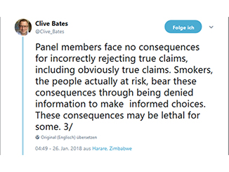 Tweet, Clive Bates, FDA