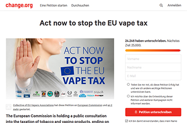 Screenshot der Petition